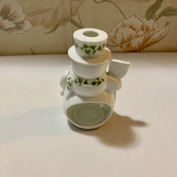 Ceramic Shamrock / Clover Snowman Freestanding Votive Tea Light Holder - Picture 4 of 4